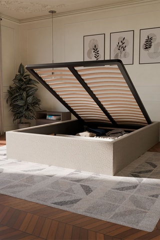Cama com arrumação Emma e colchão híbrido espuma de memória de forma com molas premium Jade