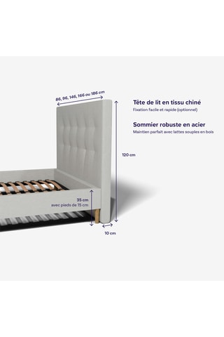 Conjunto colchão dupla face de látex e espuma de memória Gaïa e sommier com cabeceira Léa