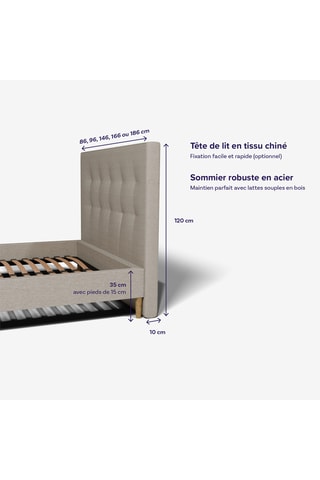 Conjunto colchão dupla face de látex e espuma de memória Gaïa e sommier com cabeceira Léa