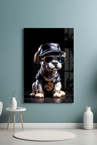 Tableau en verre trempé Puppy Vogue