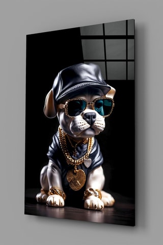 Tableau en verre trempé Puppy Vogue
