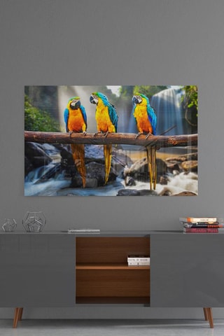 Tableau en verre trempé 3 perroquets