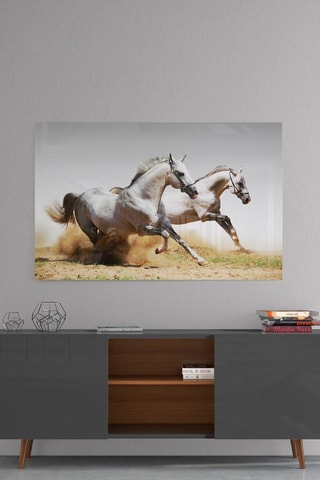 Tableau en verre trempé 2 Chevaux en course