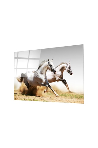 Tableau en verre trempé 2 Chevaux en course