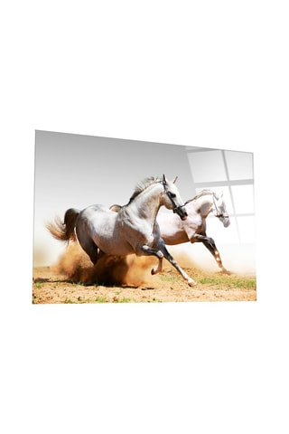 Tableau en verre trempé 2 Chevaux en course