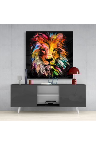 Tableau en verre trempé Lion Jaune