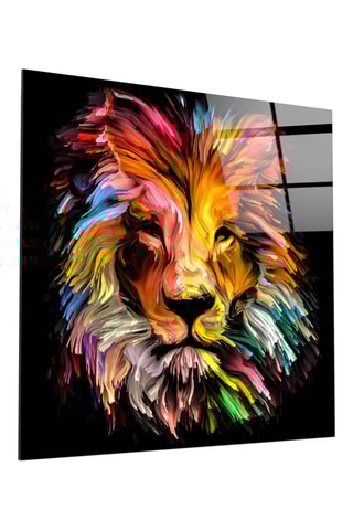 Tableau en verre trempé Lion Jaune