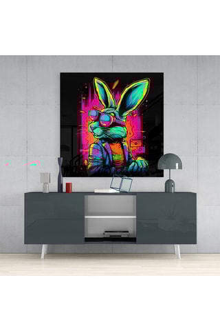Tableau en verre trempé Retro Rabbit