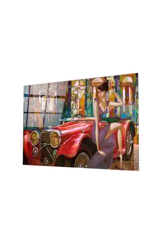 Tableau en verre trempé Voiture avec une femme