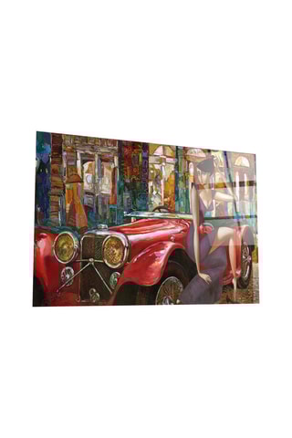Tableau en verre trempé Voiture avec une femme
