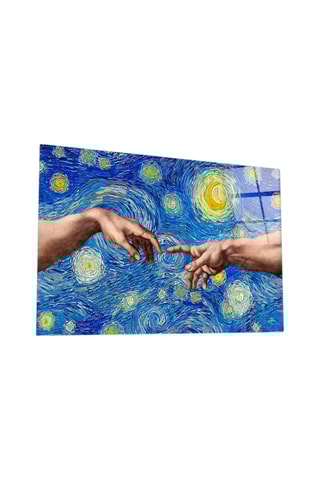 Tableau en verre trempé "La création d'Adam" et "La Nuit étoilée" - Michel-Ange et Van Gogh - Reproductions
