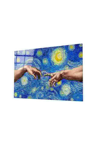 Tableau en verre trempé "La création d'Adam" et "La Nuit étoilée" - Michel-Ange et Van Gogh - Reproductions