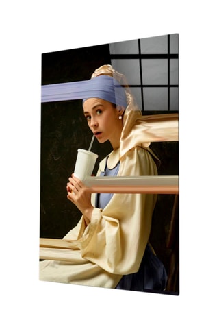 Tableau en verre trempé "La Jeune Fille à la perle" - Vermeer - Reproduction