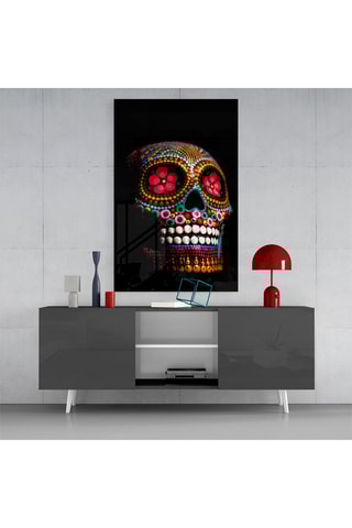 Tableau en verre trempé Flowery Skull 