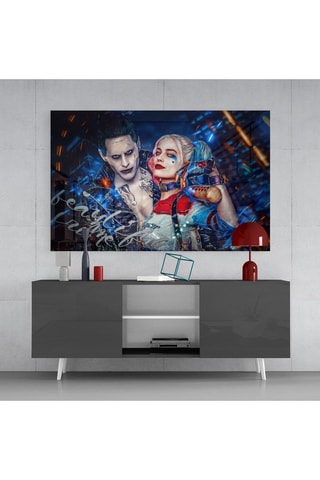Tableau en verre trempé Harley Quinn et Joker DC Comics