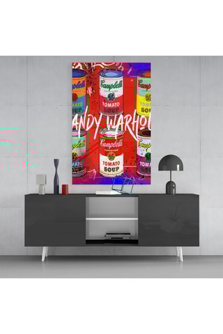 Tableau en verre trempé Andy Warhol and Cans