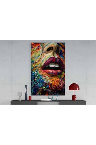 Tableau en verre trempé Lips and Flowers