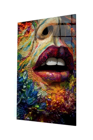 Tableau en verre trempé Lips and Flowers