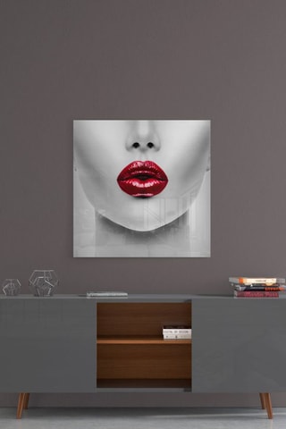 Tableau en verre trempé Red Lipstick Woman 