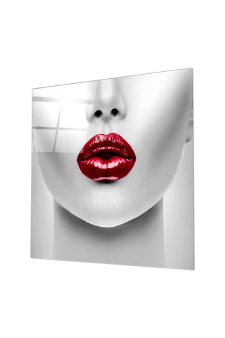 Tableau en verre trempé Red Lipstick Woman 