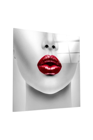 Tableau en verre trempé Red Lipstick Woman 