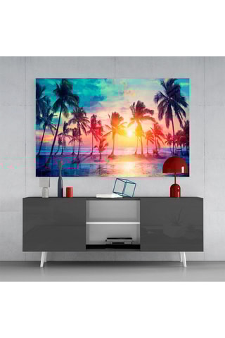 Tableau en verre trempé Sunset and Palms 