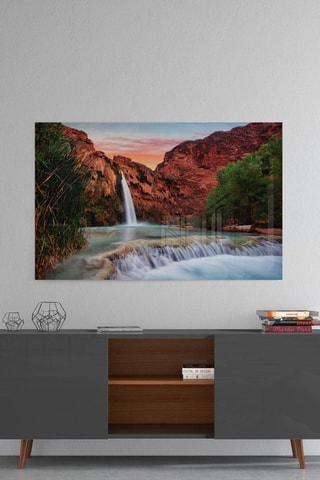 Tableau en verre trempé Vue d'une cascade d'eau