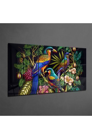 Triptyque en verre trempé Tropical Birds