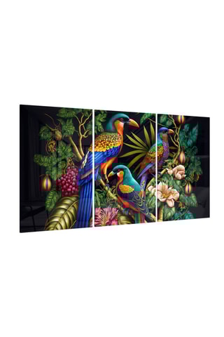Triptyque en verre trempé Tropical Birds