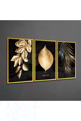 3 tableaux en verre trempé Golden