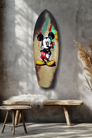 Décoration murale en verre trempé Mickey Disney - Rouge et beige