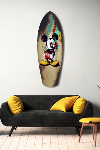 Décoration murale en verre trempé Mickey Disney - Rouge et beige