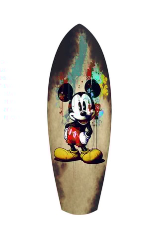Décoration murale en verre trempé Mickey Disney - Rouge et beige
