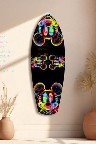 Décoration murale en verre trempé Neon Mickey Disney - Noir et jaune