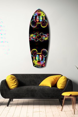 Décoration murale en verre trempé Neon Mickey Disney - Noir et jaune