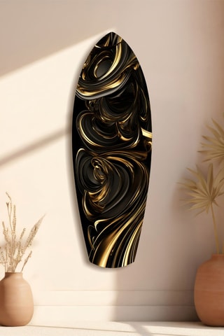 Décoration murale en verre trempé Golden Swirls - Noir
