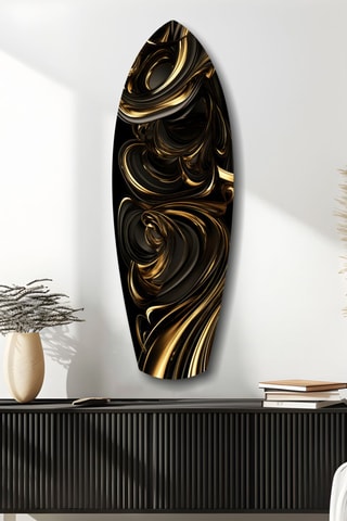 Décoration murale en verre trempé Golden Swirls - Noir