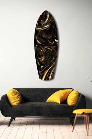 Décoration murale en verre trempé Golden Swirls - Noir