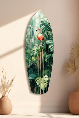 Décoration murale en verre trempé Tropical Flamingo - Vert