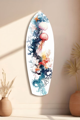 Décoration murale en verre trempé JellyFish - Blanc et noir