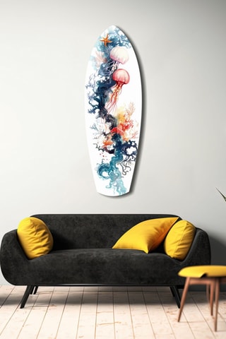 Décoration murale en verre trempé JellyFish - Blanc et noir