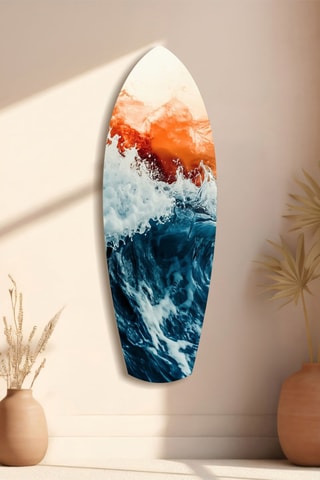 Décoration murale en verre trempé Colors of the Sunset in the Ocean - Bleu cobalt et orange