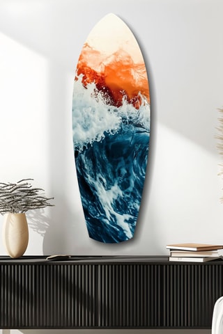 Décoration murale en verre trempé Colors of the Sunset in the Ocean - Bleu cobalt et orange