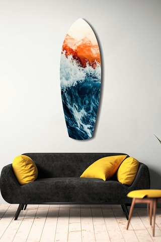 Décoration murale en verre trempé Colors of the Sunset in the Ocean - Bleu cobalt et orange