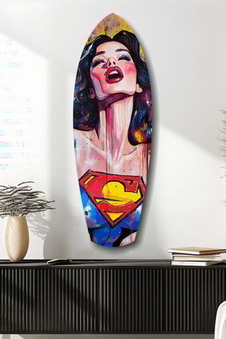 Décoration murale en verre trempé Supergirl - Jaune et rouge