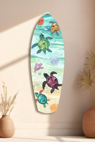 Décoration murale en verre trempé Caretta Caretta – Turquoise et vert d'eau