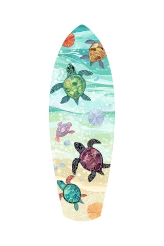 Décoration murale en verre trempé Caretta Caretta – Turquoise et vert d'eau