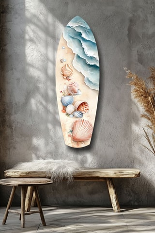 Décoration murale en verre trempé Shoreline Treasures – Beige et bleu clair