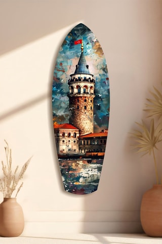 Décoration murale en verre trempé Galata Tower - Bleu pétrole