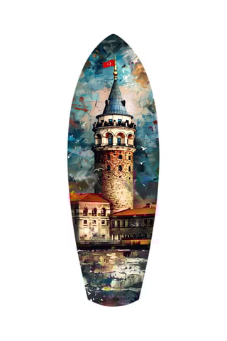 Décoration murale en verre trempé Galata Tower - Bleu pétrole